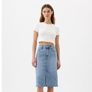 Denim Midi Pencil Skirt